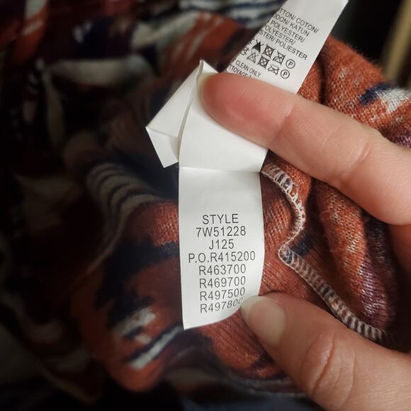 Lucky Brand Drape Front Aztec Sweater Cardigan Women's Size Small Blue Orange - Picture 8 of 15